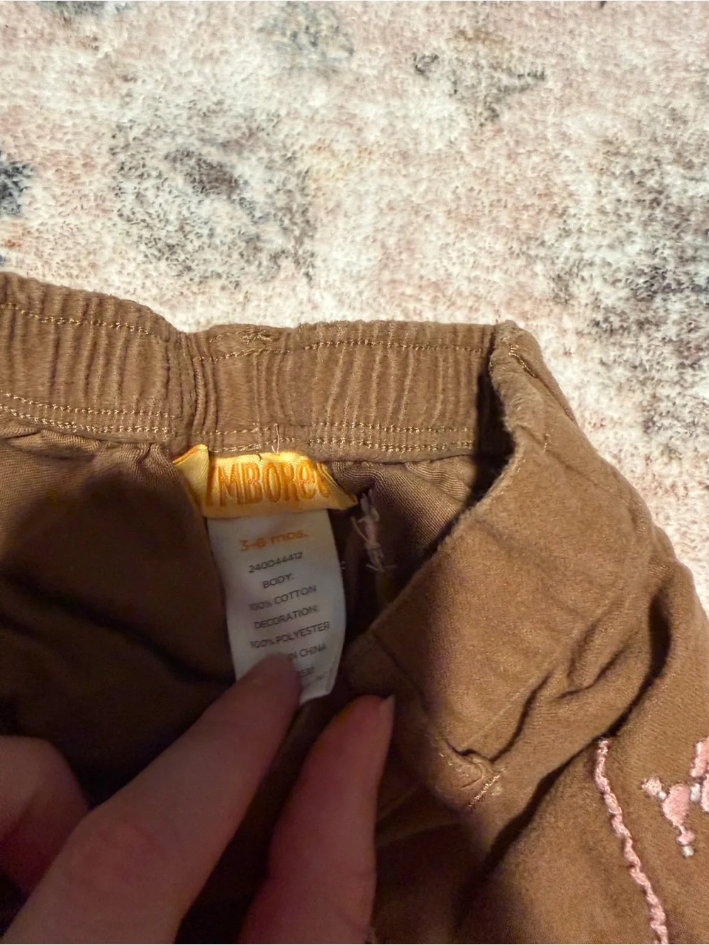 Gymboree Brown Pants with Pink Bow Embroidery